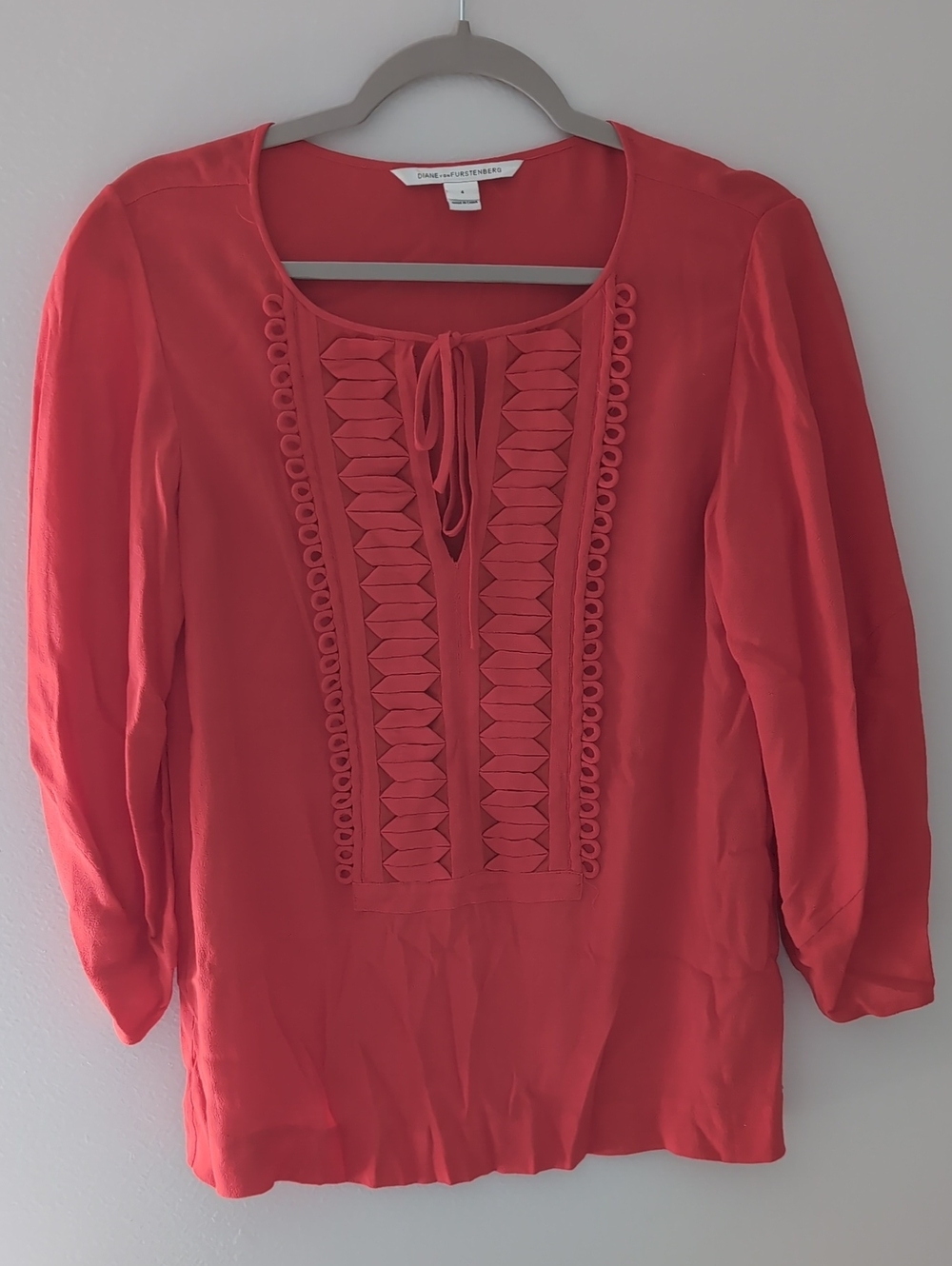 Diane Von Furstenberg Coral Red Iliana Top